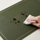 6 Piece Faux Leather Placemat Set Waterproof Heat Resistant Table Mats with Gold Trim Border