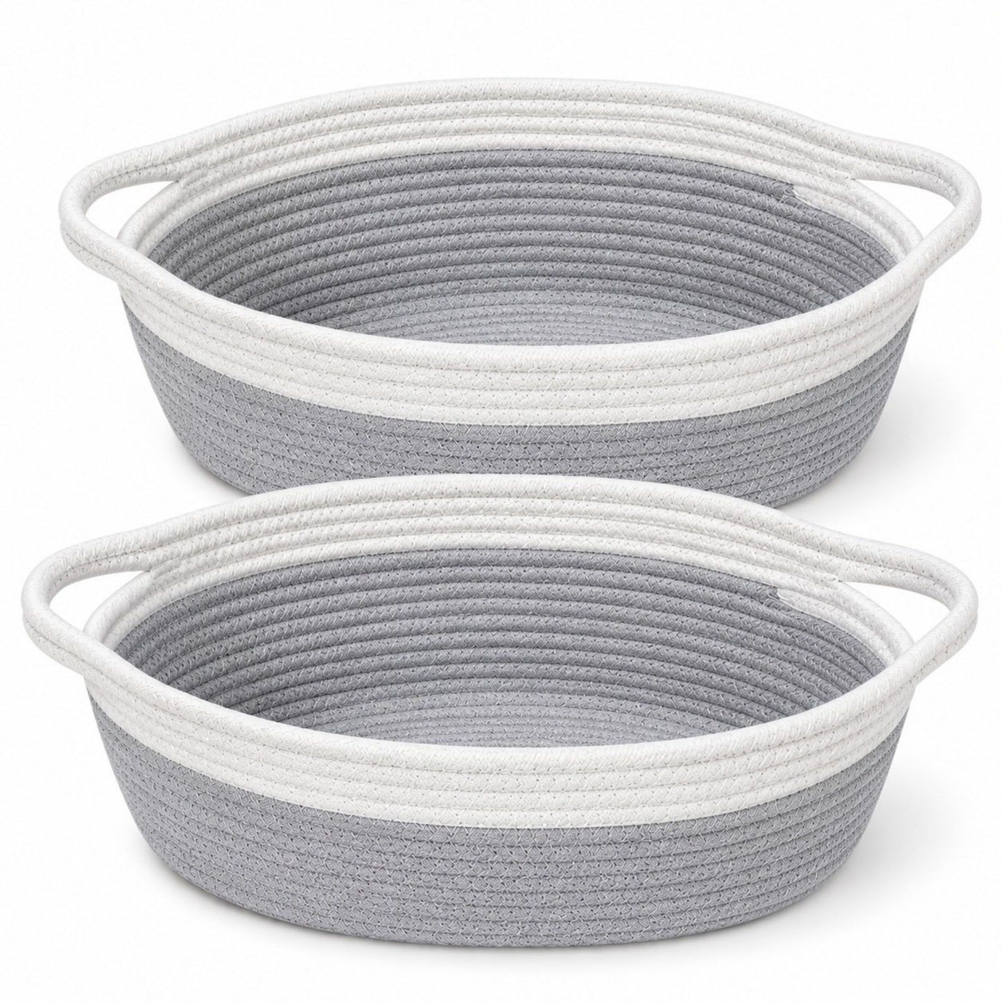 Round Woven Cotton Cord Storage Basket Set of 2