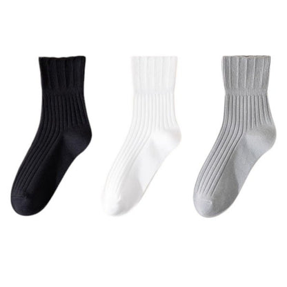 Ribbed Crew Socks with Elasticized Top Cuff for Swollen Feet Non-Binding Comfortable Fit 3-Pack