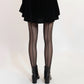 Sheer Vertical Stripe Tights with Scalloped Pattern Detailing and Stretch Fit