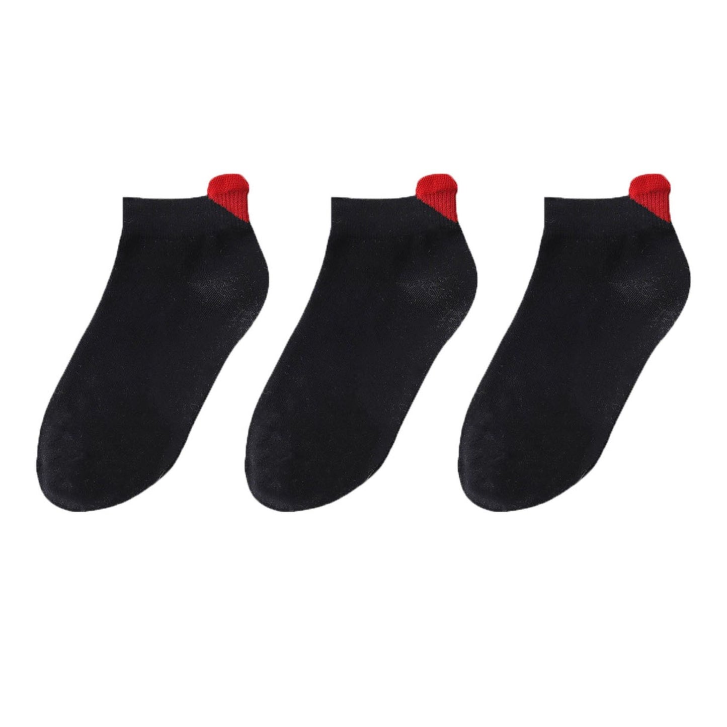 Ankle Socks with Ribbed Heart-Shaped Heel Detail Soft Stretch Knit Comfort 3-Pack