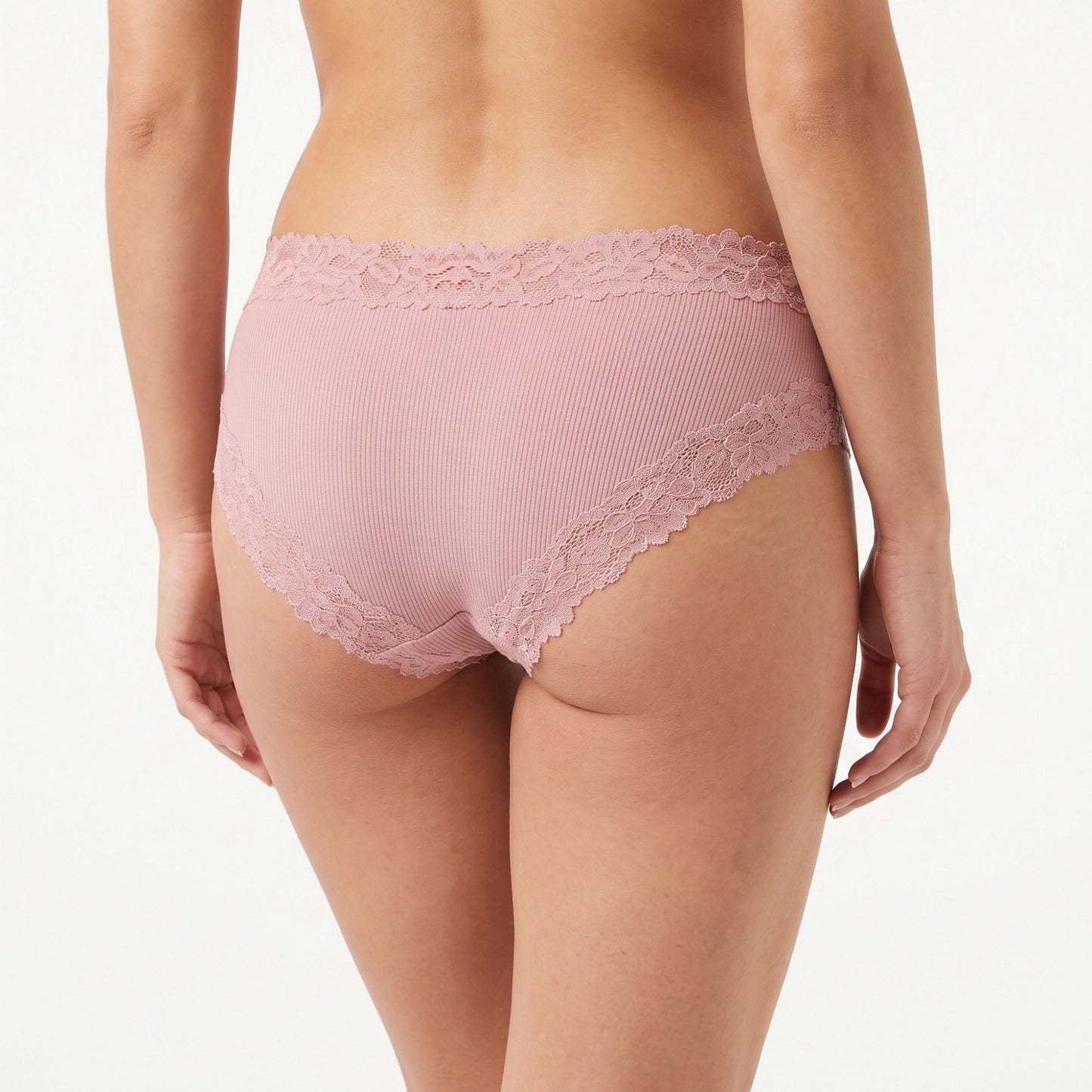 2 Pack Ribbed Floral Lace Hipster Underwear