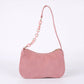 Small Corduroy Shoulder Bag with Mixed Chain Strap and Zip Closure