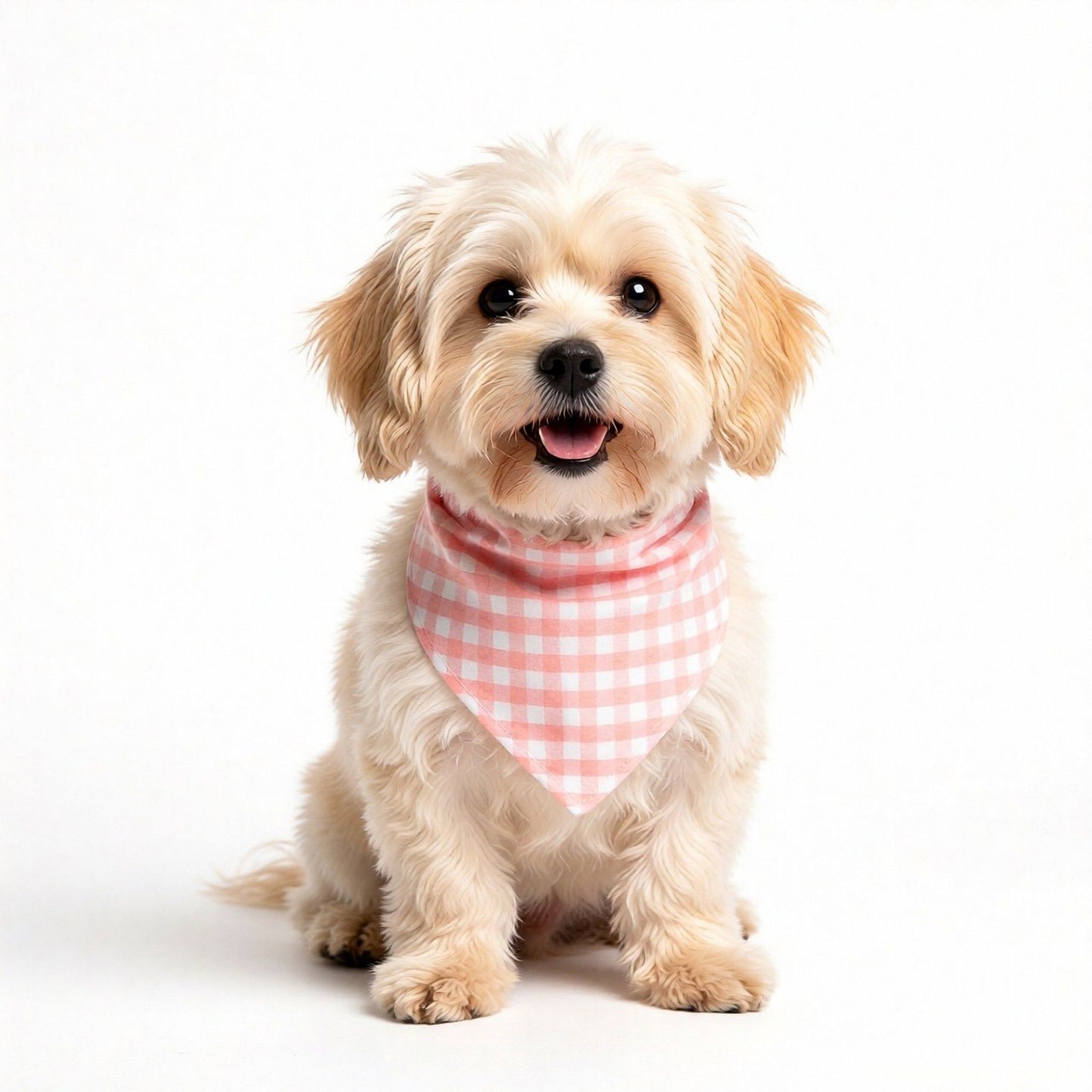 Large Pet Bandana Scarf Pink Gingham Triangle Bib for Dogs and Cats Neckerchief