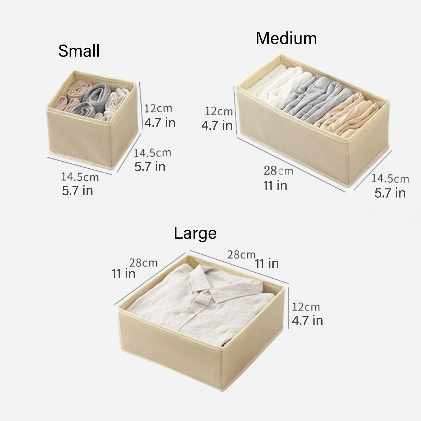 6 Piece Drawer Organizer Set Closet Storage Bins for Underwear Socks Foldable Storage Boxes