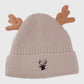 Knit Beanie with Reindeer Antlers - Festive Winter Hat