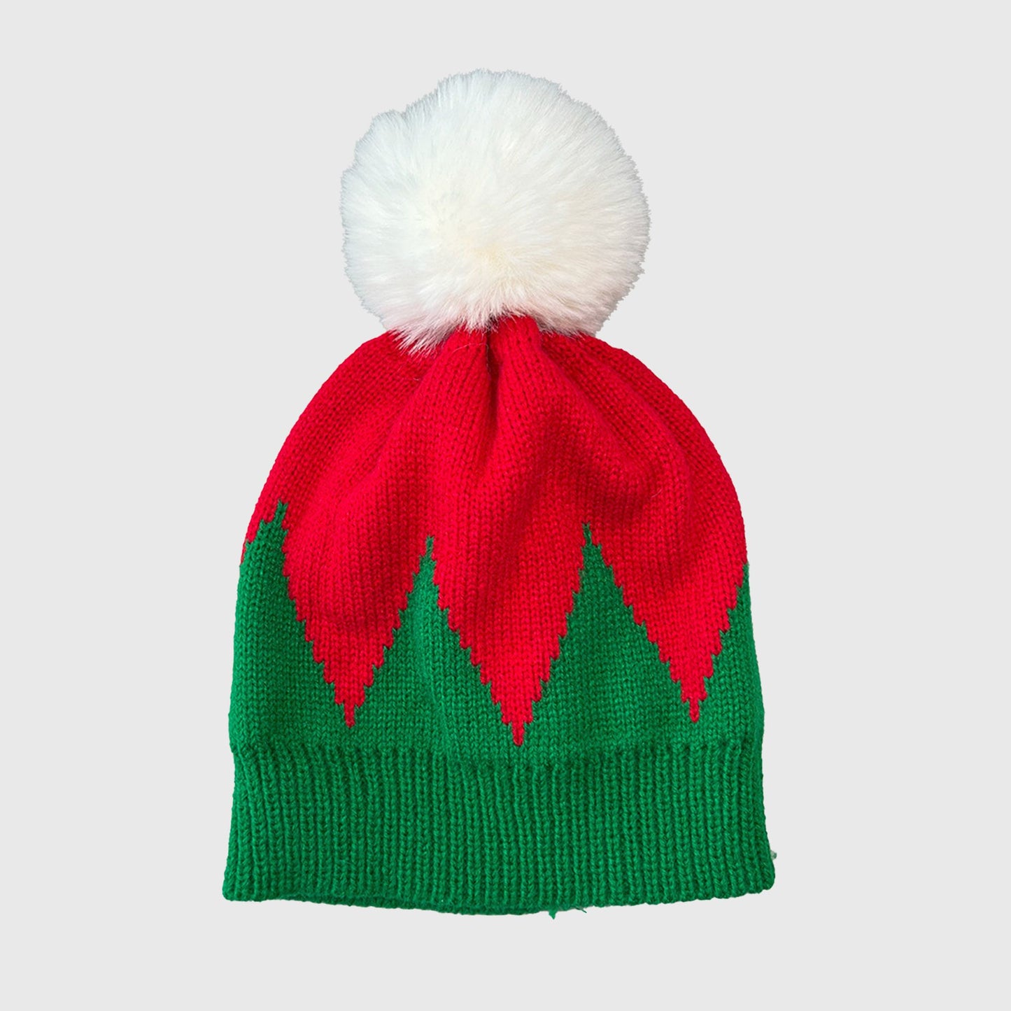 Christmas Beanie Knit Hat with Faux Fur Pom-Pom for Holiday Winter Warmth