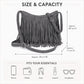 Fringe Crossbody Bag Black Suede Look Boho Shoulder Purse with Braided Strap