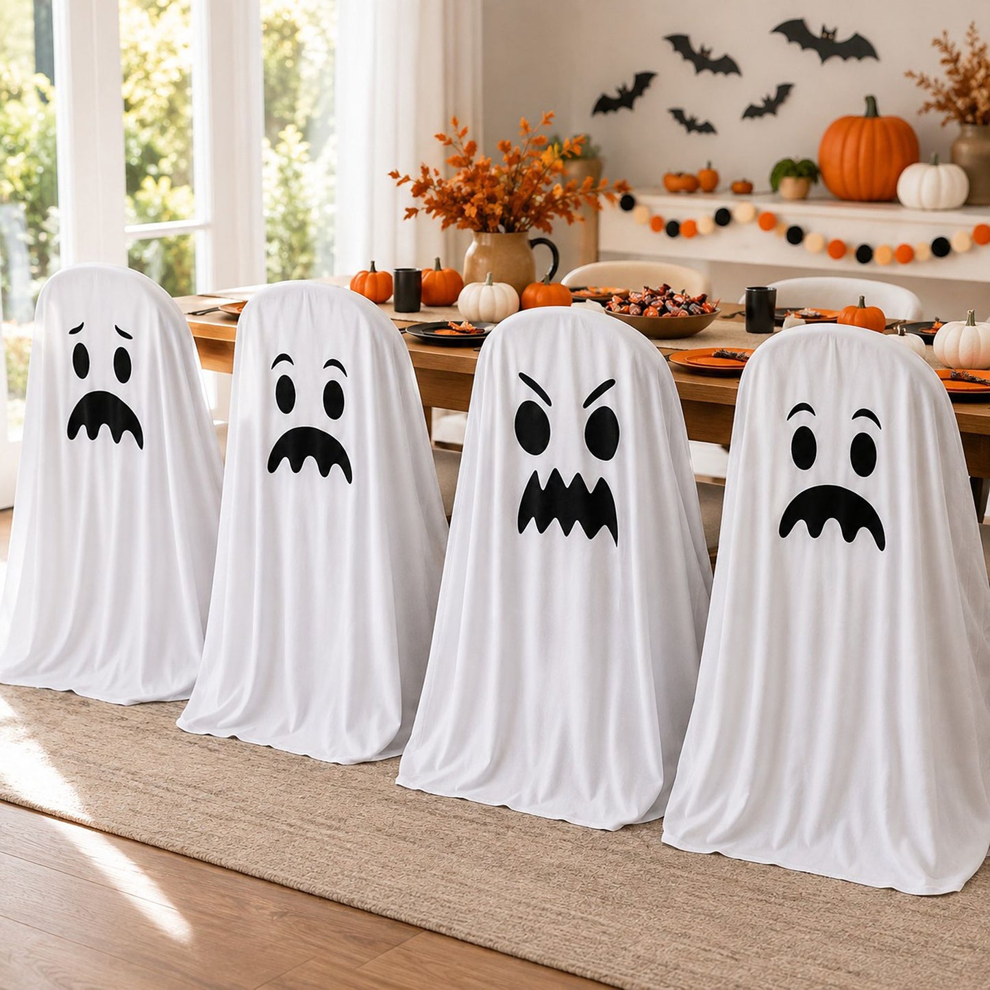 4 Pack Halloween Ghost Chair Covers Party Decorations