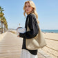 Woven Straw Hobo Shoulder Bag with Smooth Strap Lightweight Crochet Knit Slouchy Tote Bag