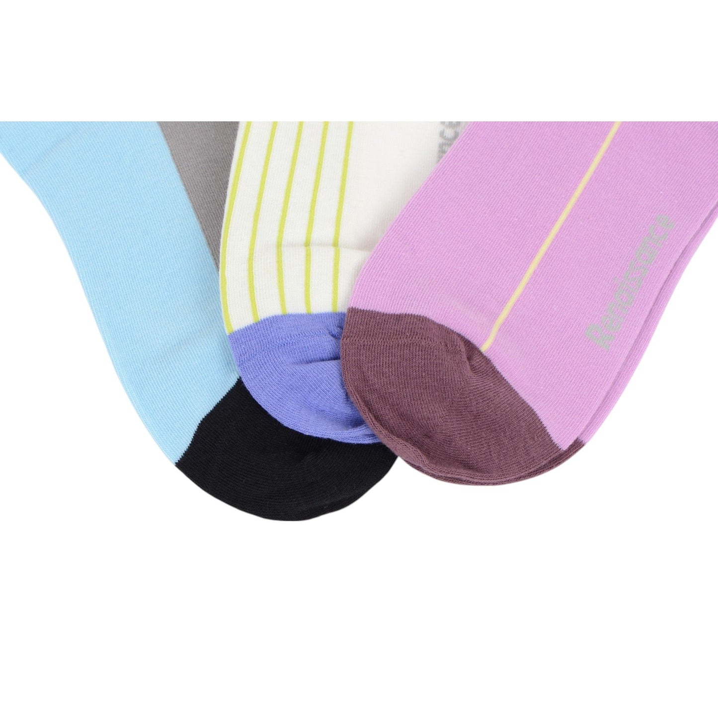 Renaissance Women 3-Pair Ankle Socks Set Assorted Patterns Featuring Colorblock, Cartoon Characters, and Butterfly Prints