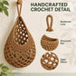 3pc Crochet Hanging Storage Basket Set Small Medium Large Wall Organizer Bins