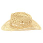 Open Weave Western Sun Hat with Wide Brim and Boho Floral Pattern