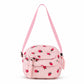 Strawberry Print Corduroy Crossbody Bag with Front Pocket and Adjustable Strap