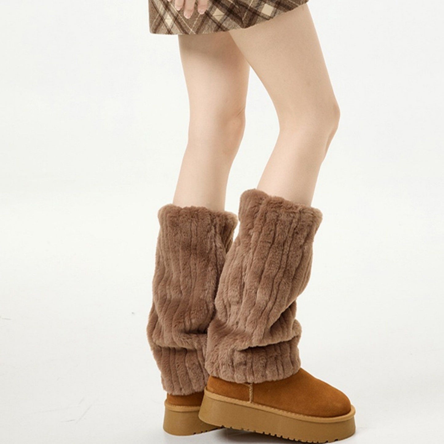Plush Faux Fur Leg Warmers with Soft Textured Design and Cozy Stretch Fit for Layering Over Boots and Winter Outfits