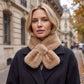 Plush Faux Fur Scarf Soft Slip Through Neck Warmer with Pearl Look Bead Trim 31.5*4.7 Inches