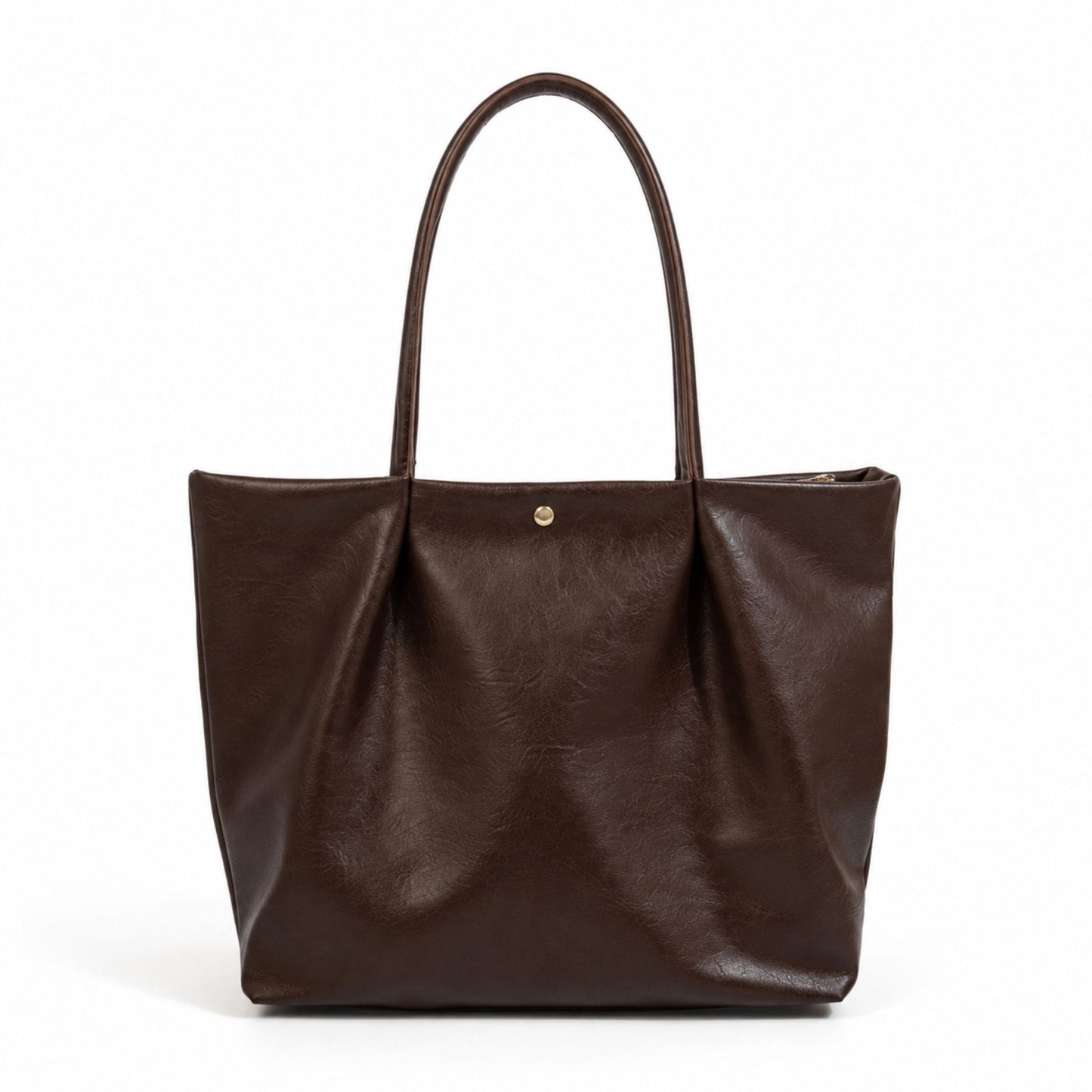 Large Capacity Pleated Faux Leather Shoulder Tote Bag for Work