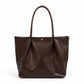 Large Capacity Pleated Faux Leather Shoulder Tote Bag for Work