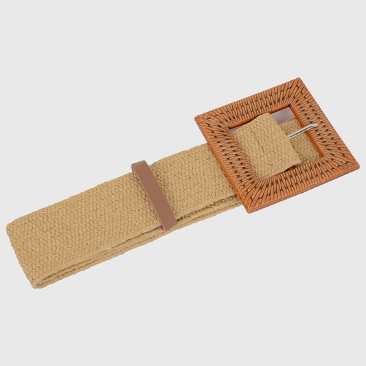 Stylish Straw Belt with Woven Buckle