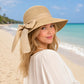 Summer Sun Hat for Women - Wide Brim Straw Hat with Elegant Bow Detail