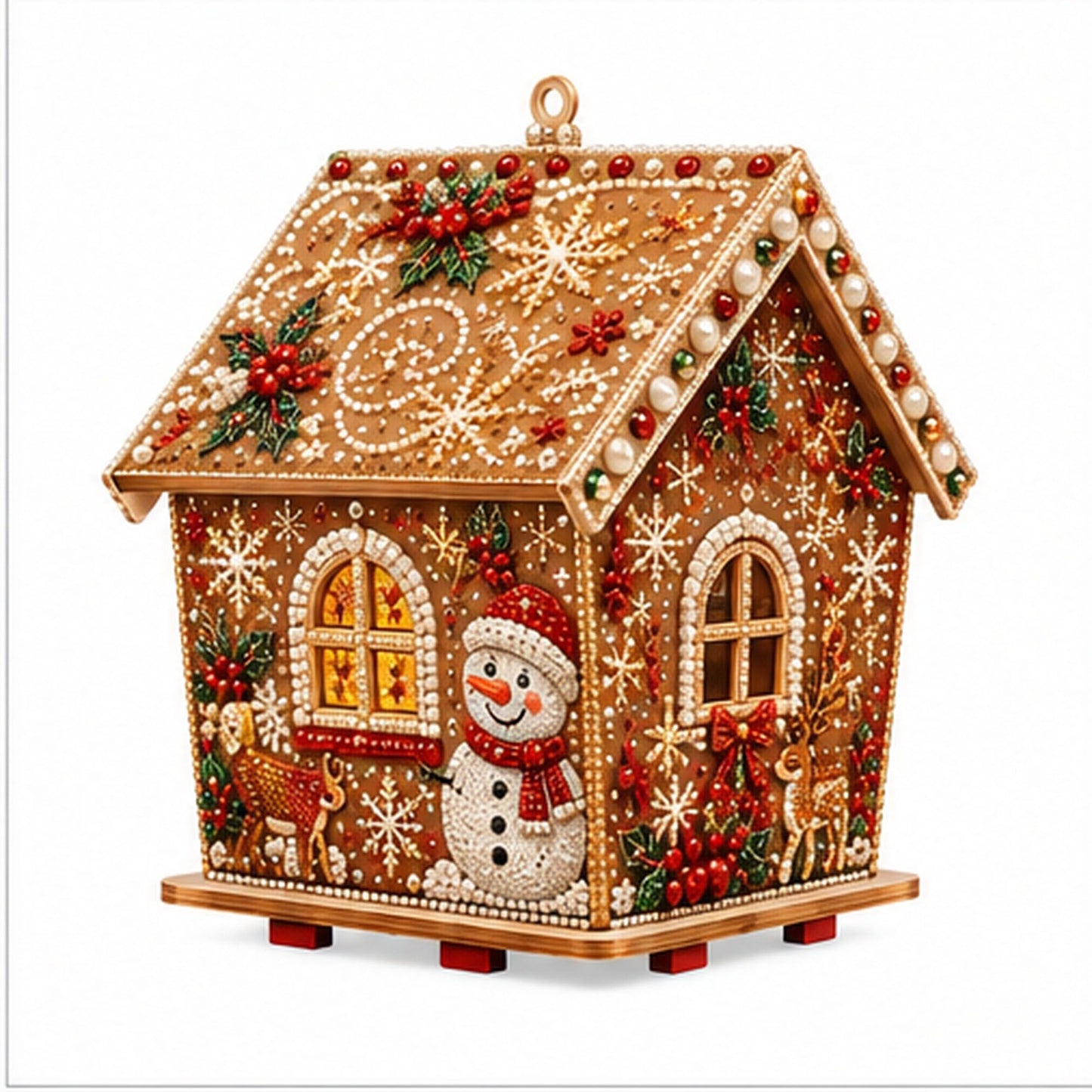 DIY Pearl Art Christmas Birdhouse Craft Kit with 3D Holiday Design