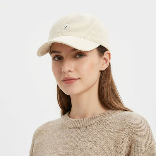 Corduroy Baseball Cap Dog Embroidered Adjustable Dad Hat