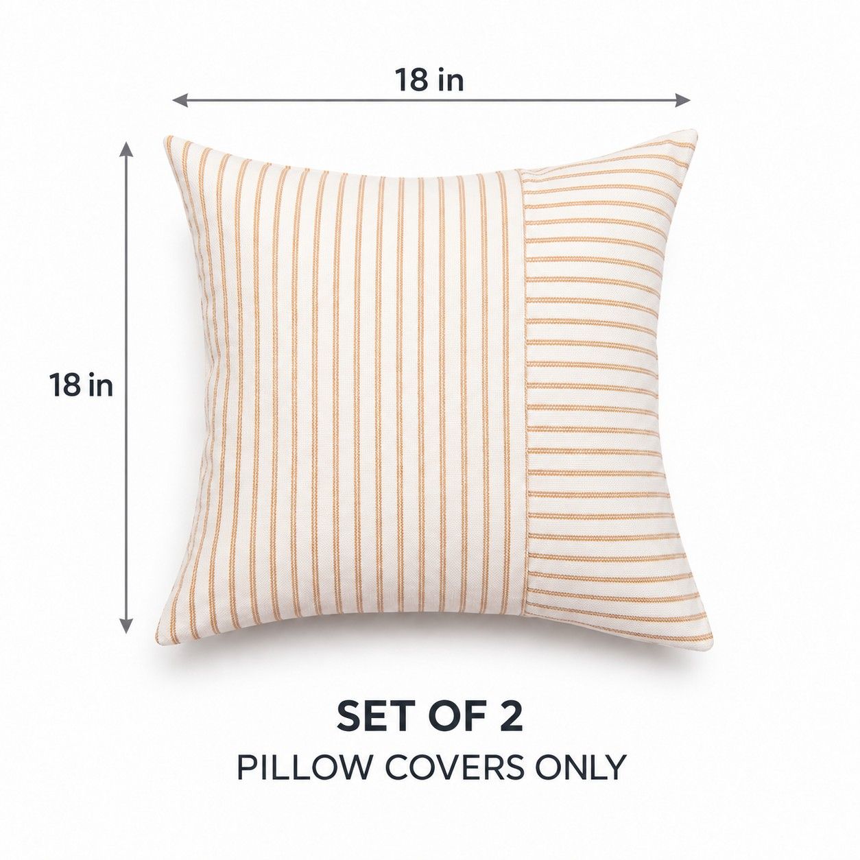 2 Pack Striped Textured Throw Pillow Covers 18 x 18 Inch for Couch Sofa and Bed