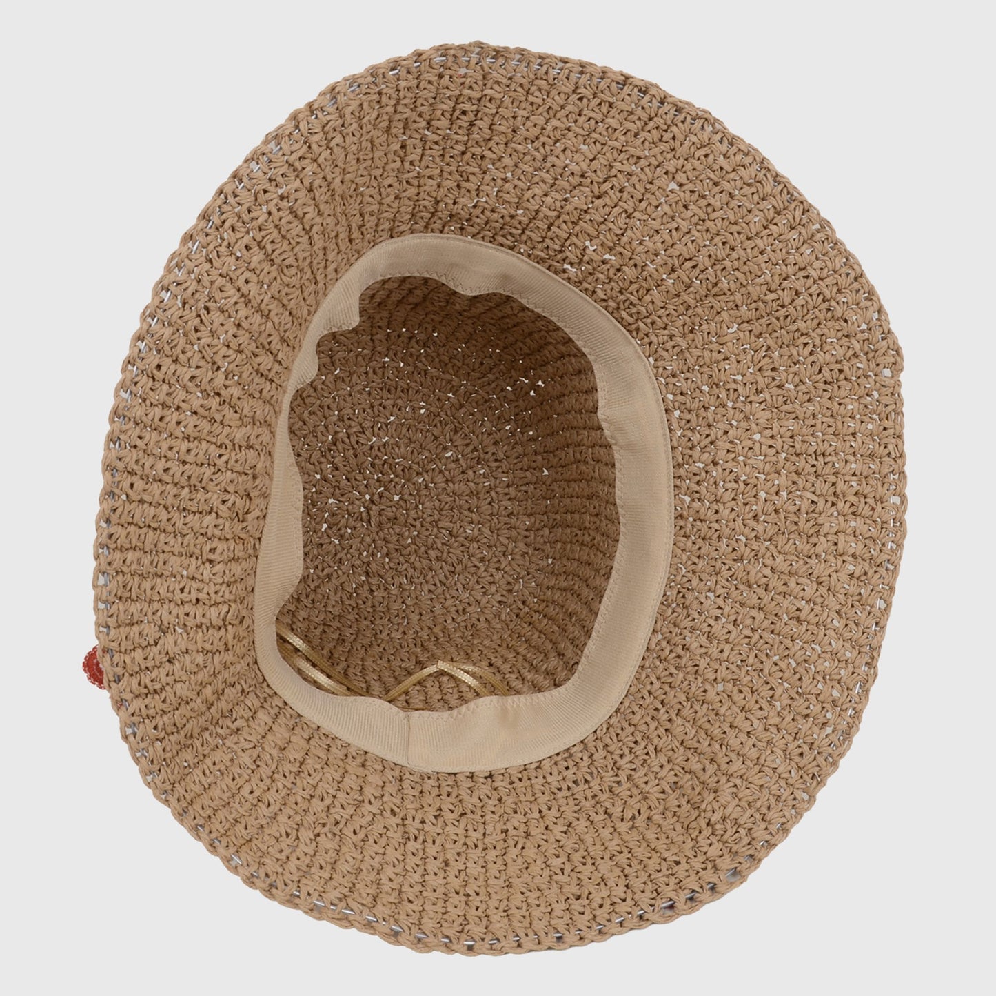 Straw Bucket Hat with Cherry Embellishments