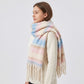 Oversized Plaid Scarf with Fringe Soft Brushed Winter Wrap