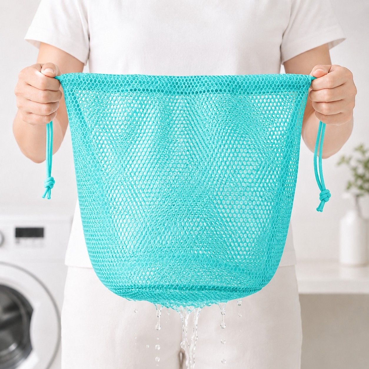 2-Pack Mesh Drawstring Shower Bags, Large and Small Travel Organizer Set