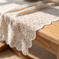 Off White Floral Lace Square Tablecloth with Scalloped Edges 55.1x55.1in