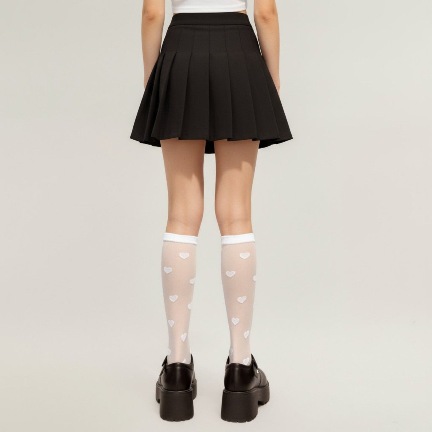 2pcs Women's Sheer Knee-High Socks with Valentine Heart Pattern Mesh Design