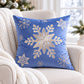 Snowflake Embroidered Decorative Throw Pillow Cover (Single Piece)
