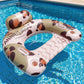 Cow Print Inflatable Pool Float Lounge Chair with Headrest Cup Holder and Handles Durable PVC Float 39.4x43.3in