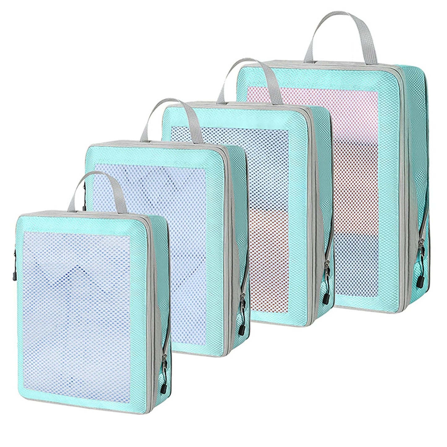 Travel Packing Cubes Set with Mesh Front Panel Zipper Storage Bags Lightweight Luggage Organizer Multi Size Set
