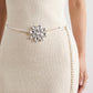 Crystal Floral Pearl Waist Chain Adjustable Elegant Body Belt Glam Floral Inspired Waist Jewelry 47.2in