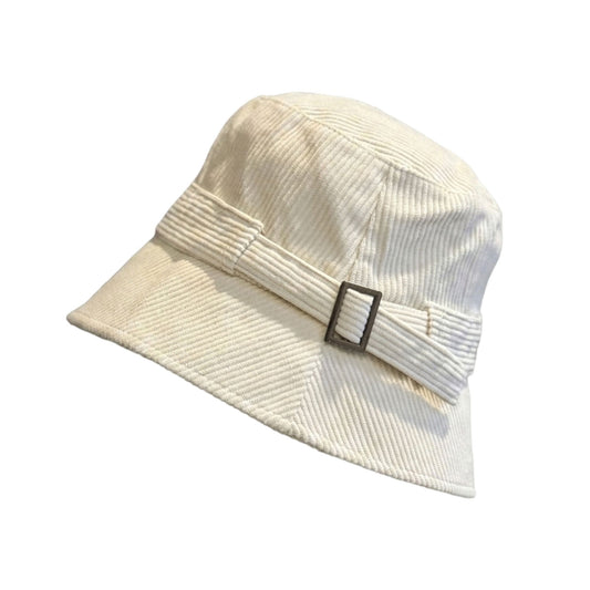 Corduroy Bucket Hat Buckle Band Detail Casual Brim Hat