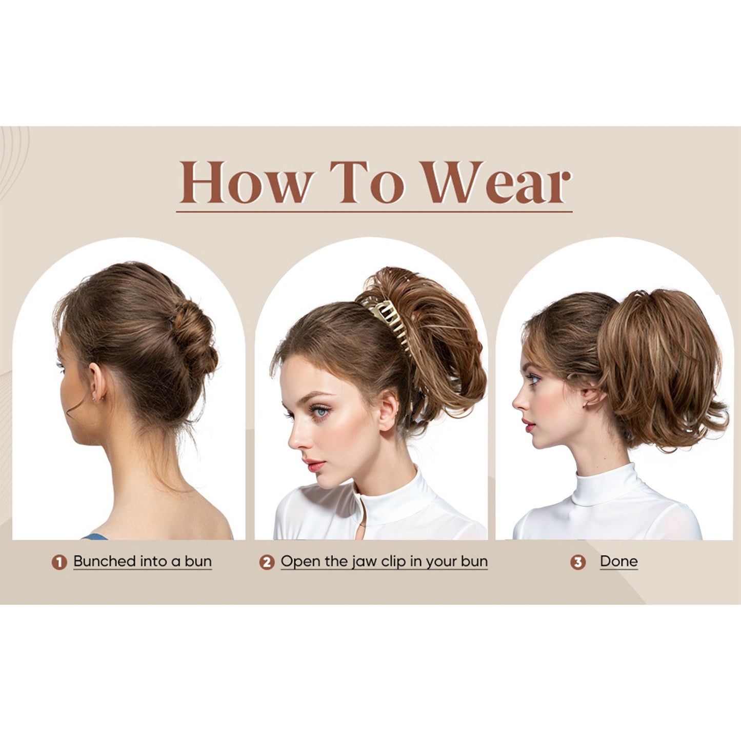 Short Tousled Layered Ponytail Hairpiece with Claw Clip for Women