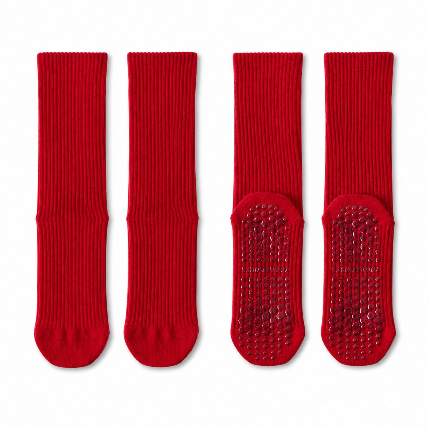 Grip Crew Socks 2 Pair Pack Ribbed Stripe Design