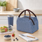Insulated Striped Lunch Bag Reusable Soft Cooler Tote for Work School Picnic