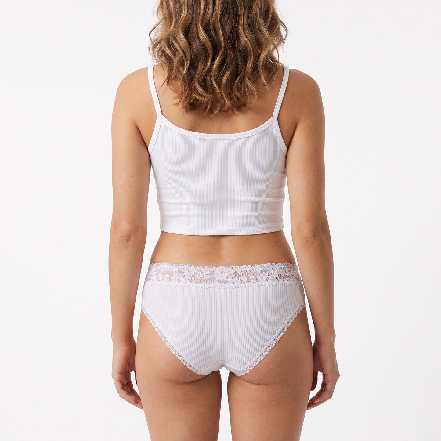 2 Pack Ribbed Floral Lace Bikini Underwear