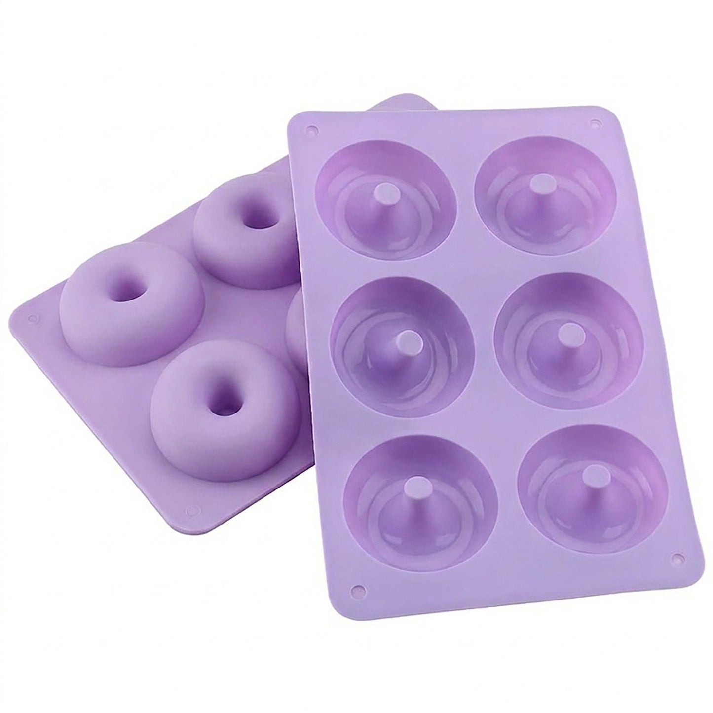 2-Piece Silicone Donut Baking Mold with 6 Round Ring Cavities