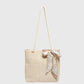 Straw Woven Tote Bag with Bow Accent - Lightweight Summer Shoulder Bag