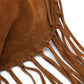 Slouchy Fringe Hobo Shoulder Bag with Tie Closure and Inner Pockets