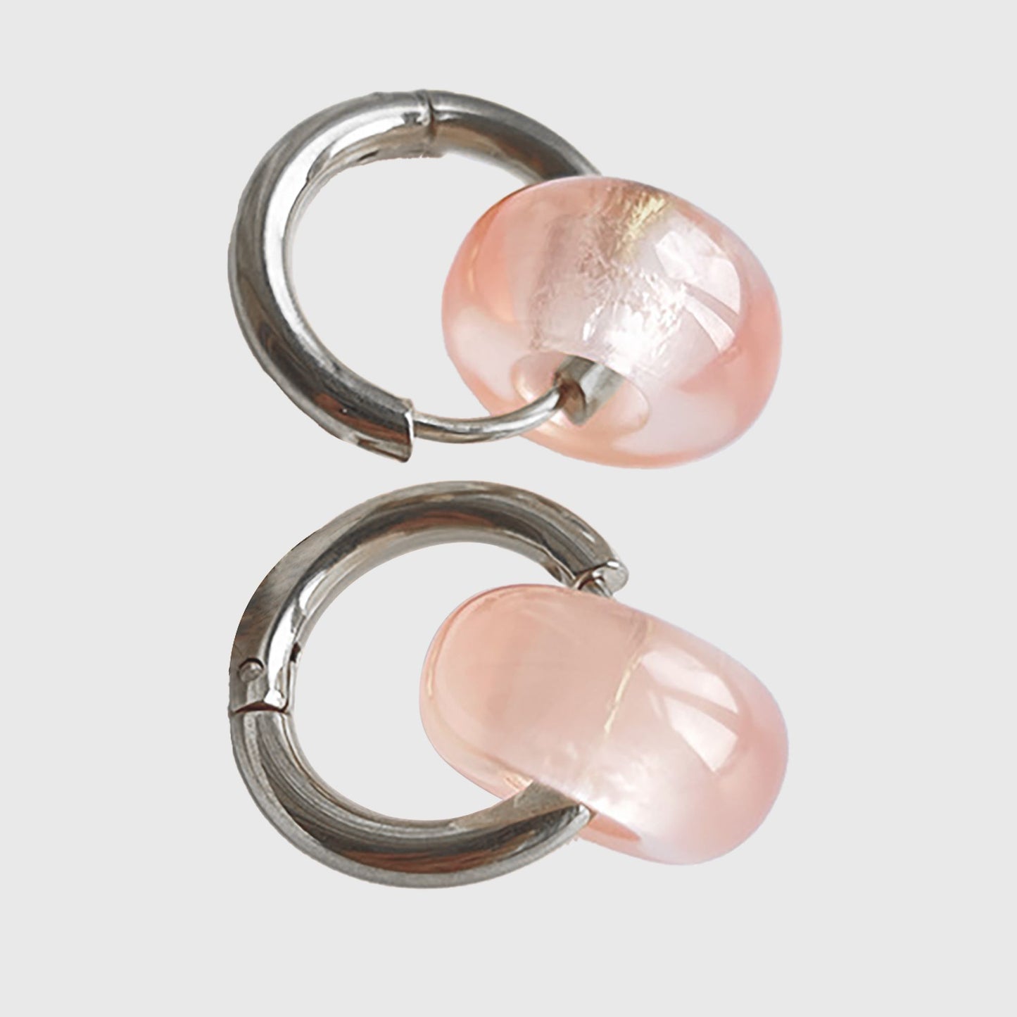 Women's Huggie Hoop Earrings with Gemstone Drop - Edgy Minimalist Statement Earrings