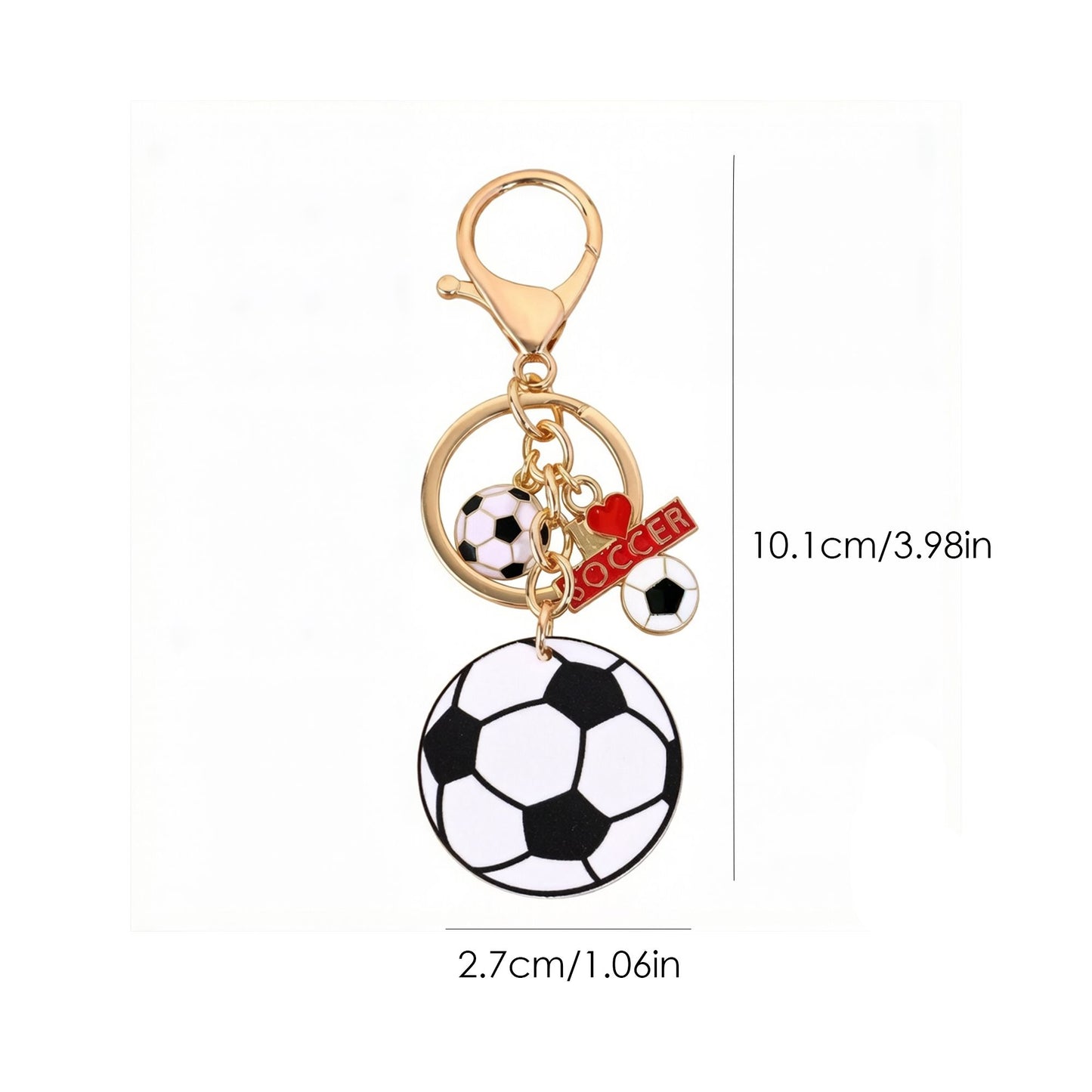 2 Pack Sports Ball Keychains with Gold Tone Clip Ring and Charm Accents