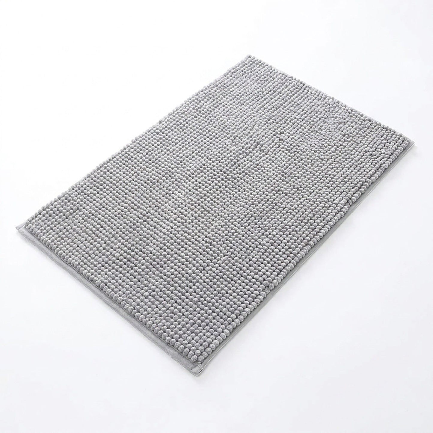 Chenille Bath Mat with Plush Pebble Texture and Non Slip Backing