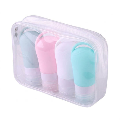 5 Piece Travel Squeeze Bottle Set with Zippered Pouch