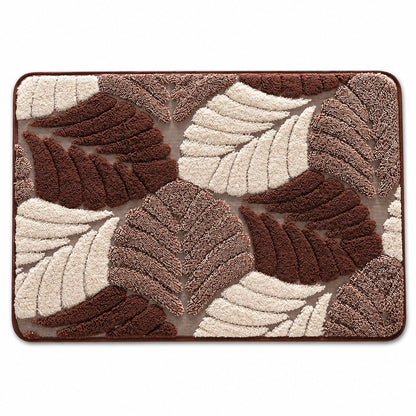 Botanical Leaf Bath Mat Nonslip Tufted Accent Rug 15.7 x 23.6 Inches