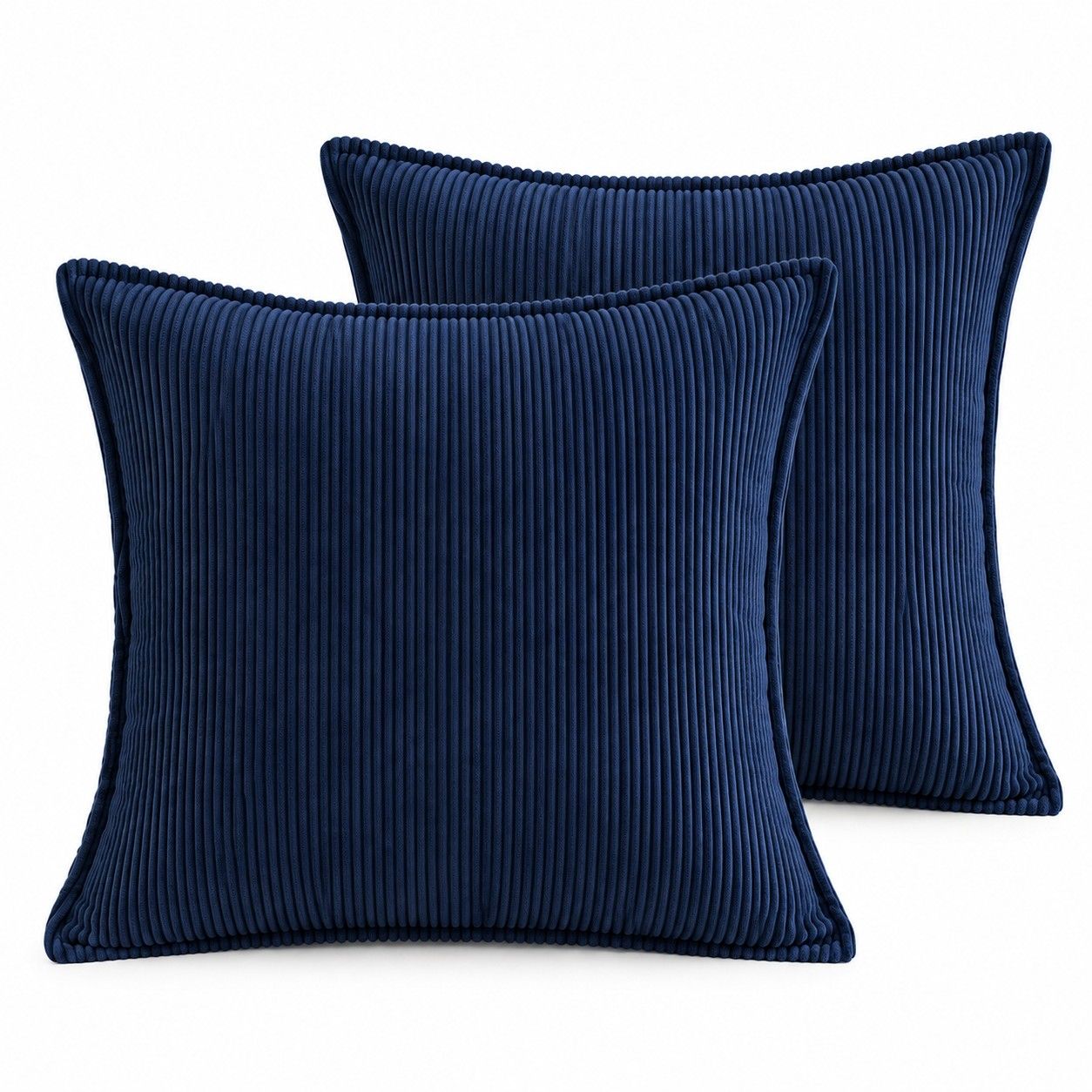2 Pack Soft Ribbed Corduroy Throw Pillow Covers 18 x 18 Inch Solid Color